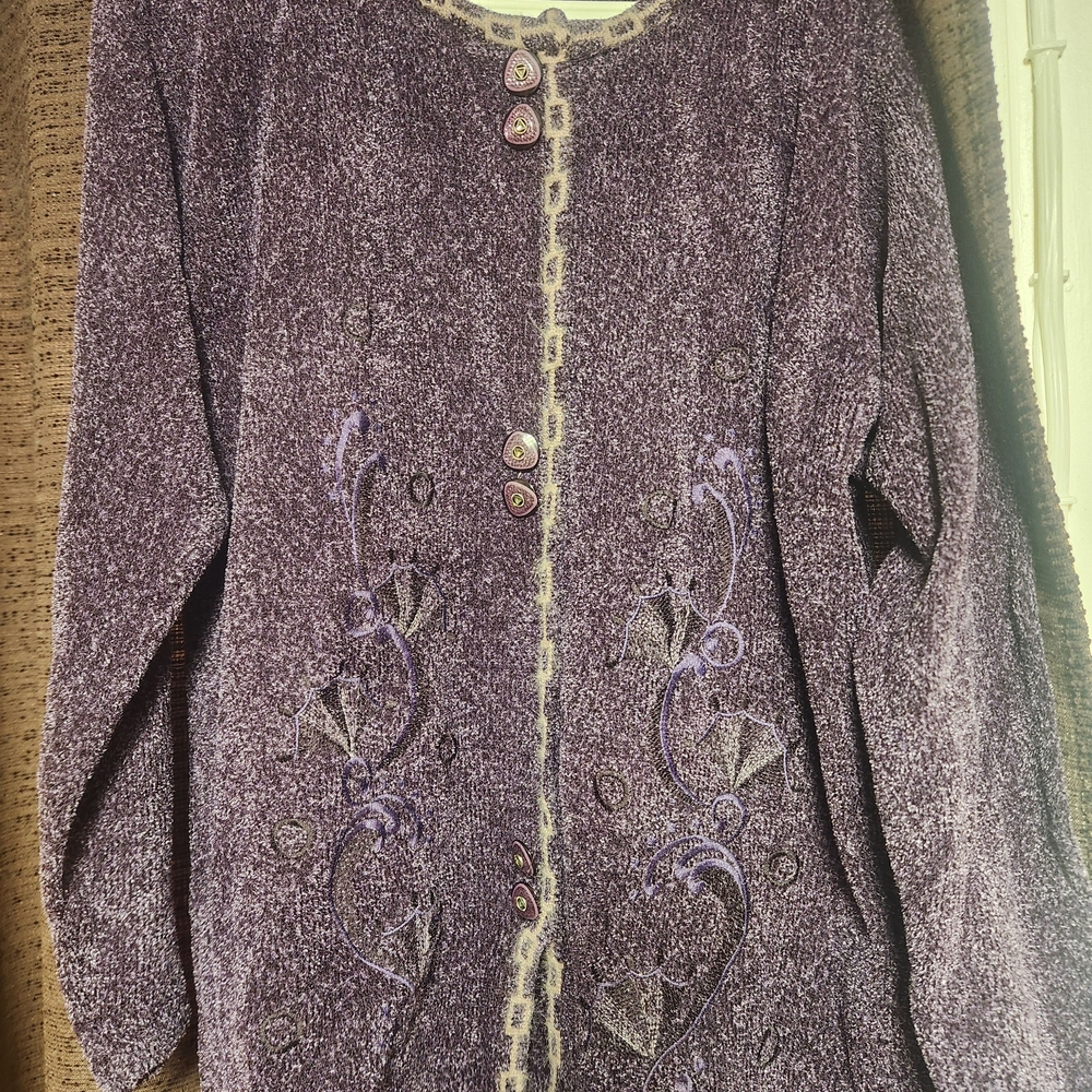 Purple Embroidered Women's Sweater